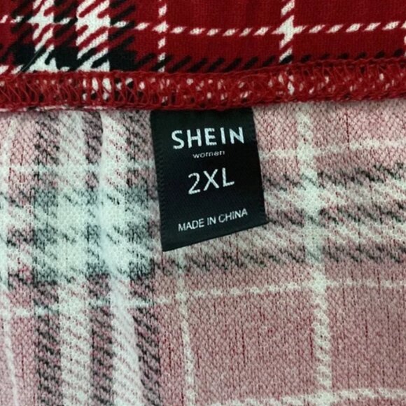 SHEIN Red Checkered Black Plaid Mini Skirt Size 2XL - Picture 2 of 2